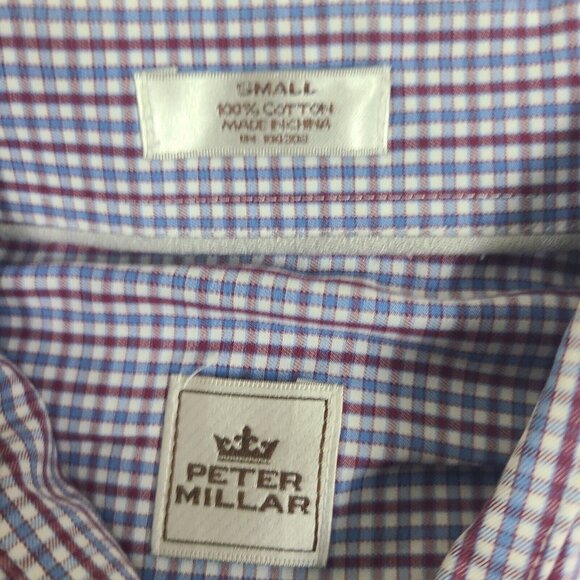Peter Millar Button Down Shirt Small Cotton Long Sleeve Multicolor Plaid‎ Mens - Picture 2 of 6